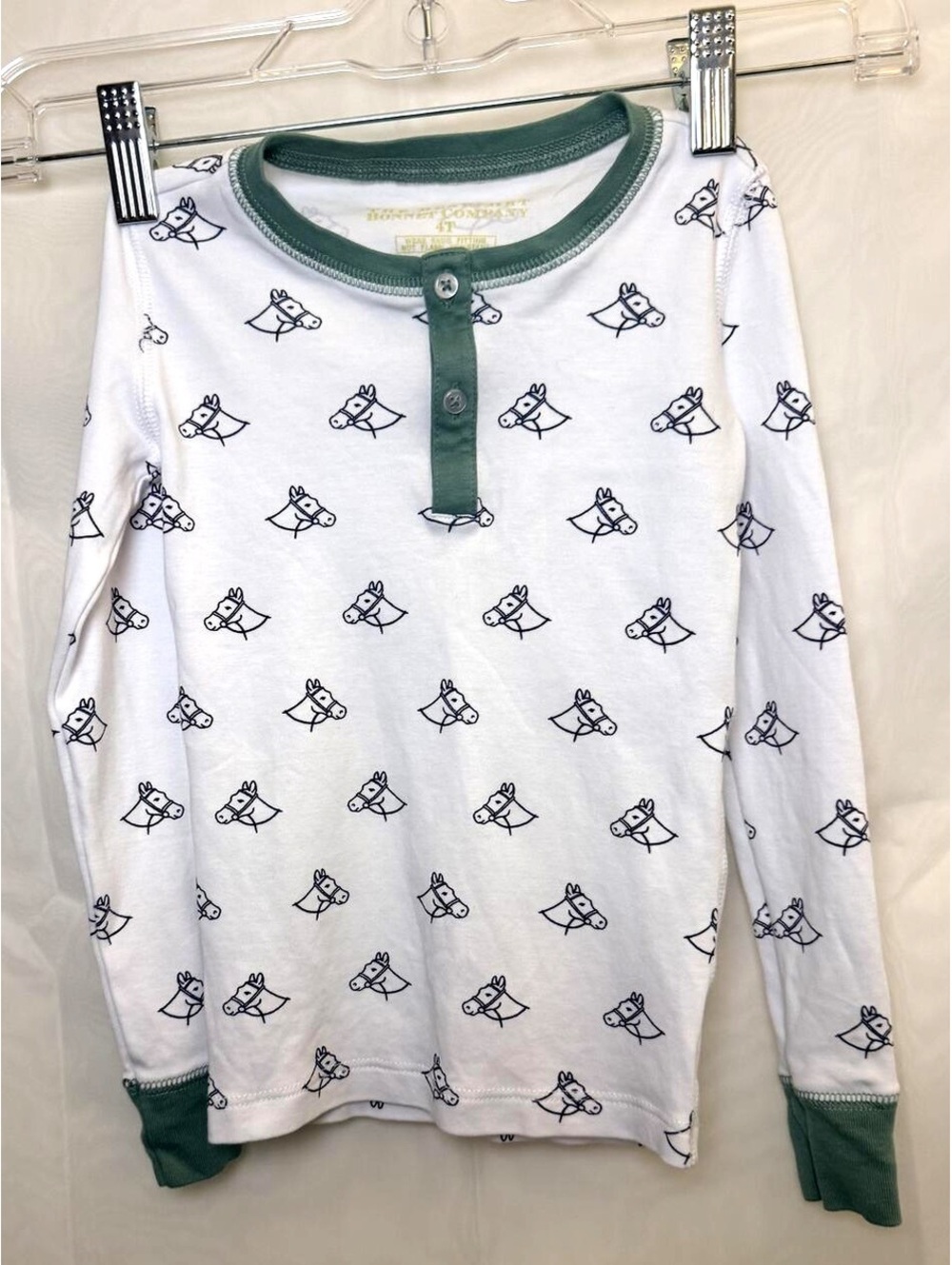 Beaufort Bonnet Company Horse Print Pima Cotton Henley Long Sleeve T Shirt